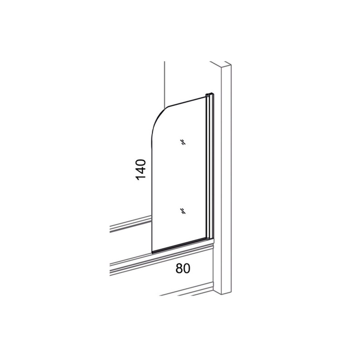 Stakleni paravan za kadu 80x140 Linni Classic - Image 3
