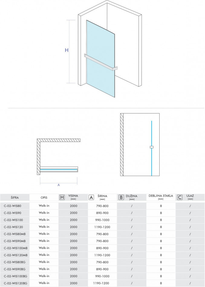 Walk-in COPEN MONTE SUPERIORE 800x2000 - Image 3